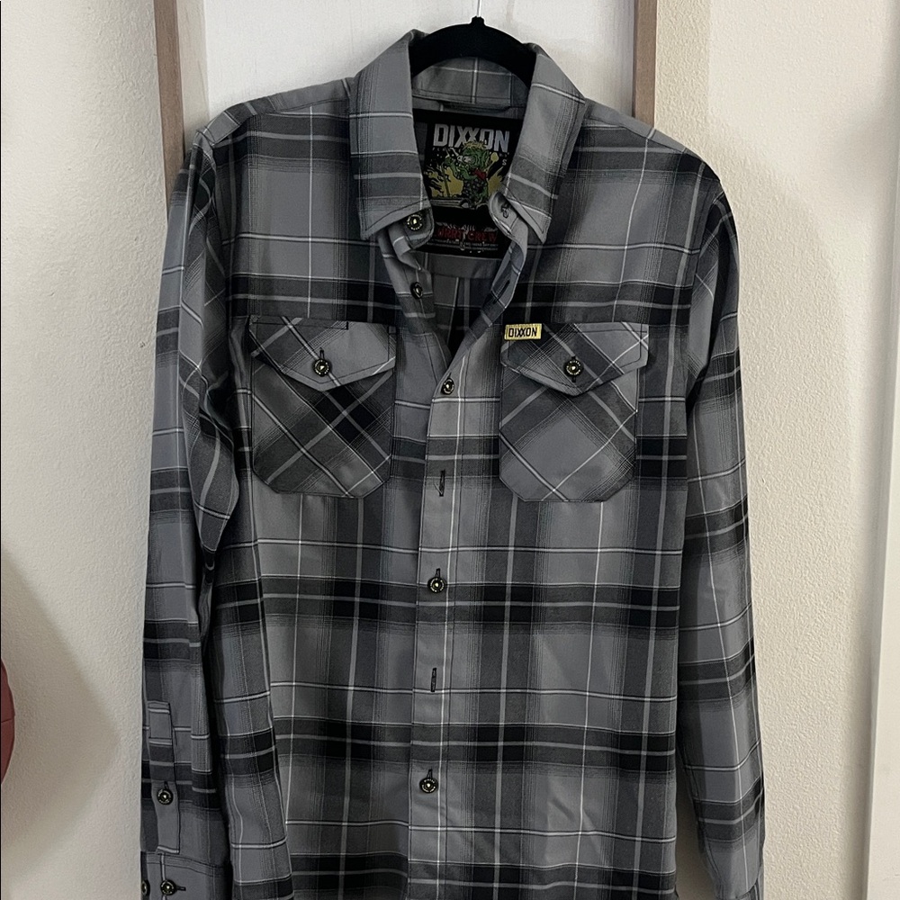 DIXXON Black and Gray Plaid Flannel Shirt